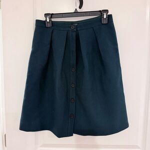 J. Crew jewel tone green A-Line Skirt with Buttons